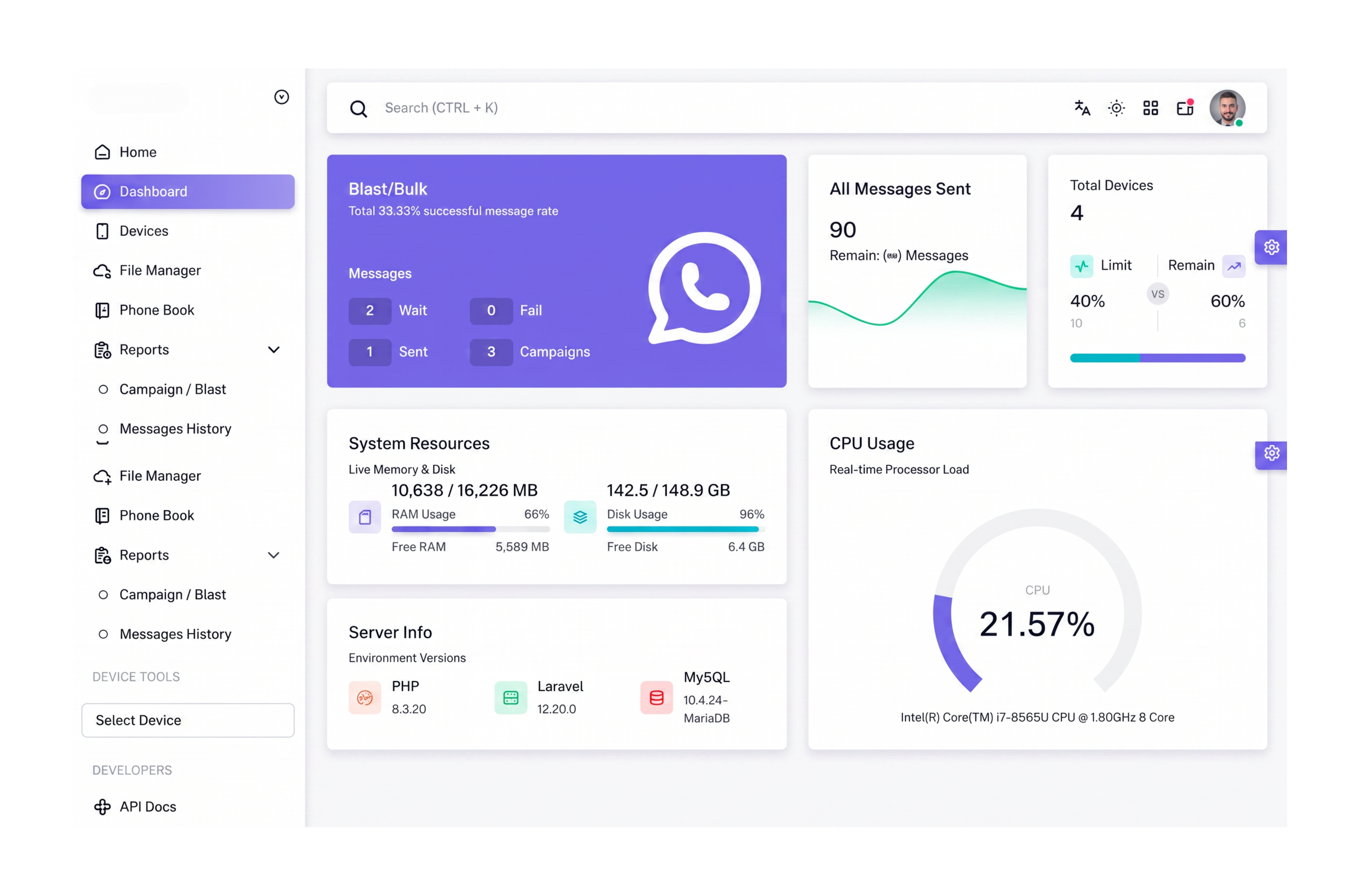 hero dashboard